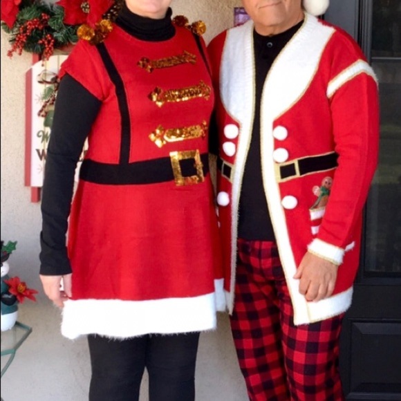 Gold embellished red & white knit Christmas dress - Picture 5 of 5